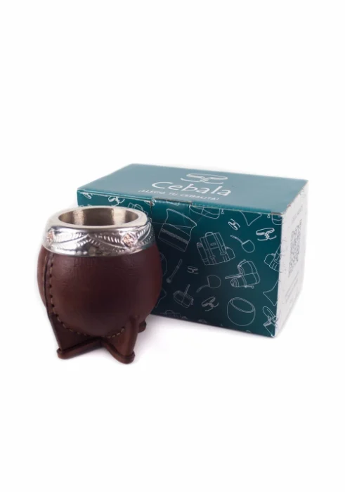 Mate de plata y oro forrado en cuero