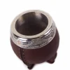 mate de calabaza con boquilla en plata y oro forrado en cuer Mate de plata y oro forrado en cuero